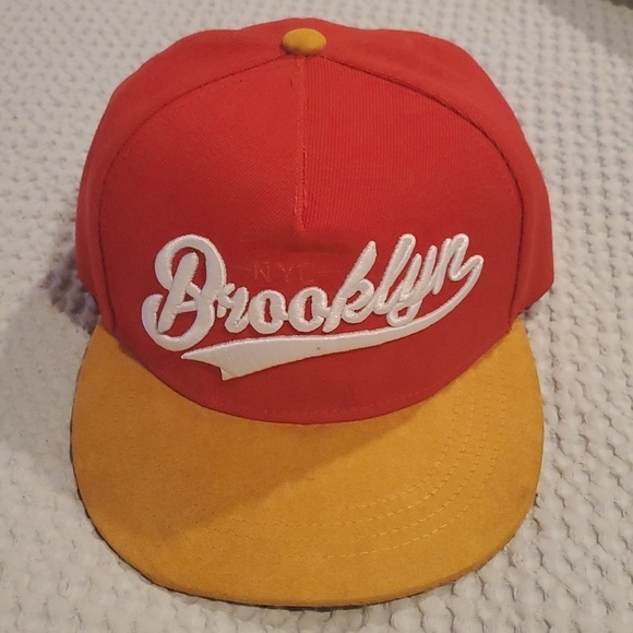 Other - NWOT Brooklyn NYC hat red/ gold suede Bill One size fits all